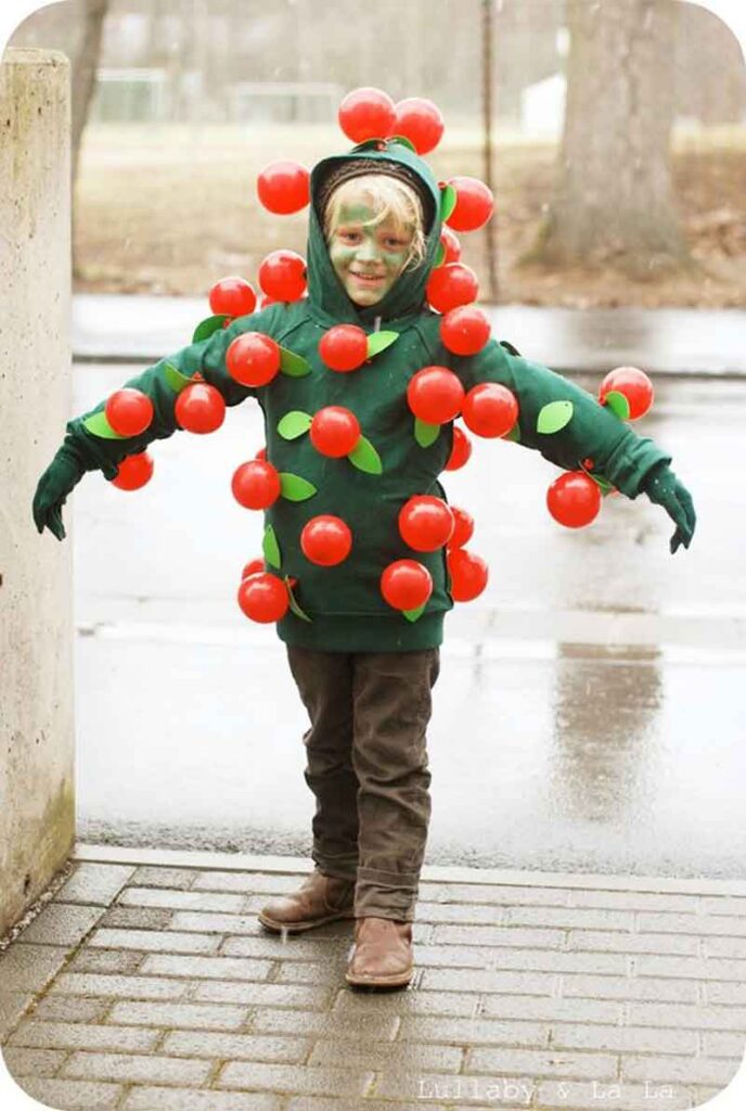 boy with apple tree costume