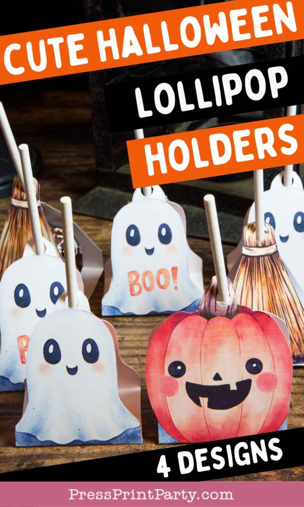 cute halloween lollipop holders 4 designs