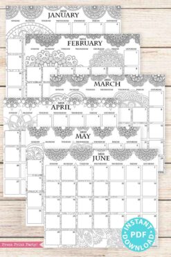Explore our 2025 One Page Calendar at-a-glance Printable Mandala, perfect for planning ahead. Additionally, enjoy a 2025 printable calendar featuring January to June pages decorated with floral patterns on a wooden background, complete with weekdays, dates, and note spaces. Download available in PDF format.