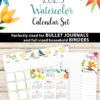Discover the 2025 Calendar Bundle for Bullet Journals or Binders, featuring vibrant watercolor floral and nature designs on each monthly page. This collection, available as an instant PDF download, also includes a printable 2025 calendar format.