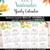 Introducing the 2025 Calendar Bundle for Bullet Journals or Binders, perfect for adding floral watercolor designs to your organization. This downloadable bundle offers both Sunday and Monday start formats as an instant PDF, also including a printable option for the 2025 calendar.