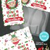 Mrs. Claus Bakery brings you Christmas-themed printable toppers and tags featuring a cartoon elf design. The text reads "Have a Crafty Christmas," with customizable name options. This instant PDF download includes two topper sizes, one tag, and is accompanied by clear bags for gifting.
