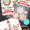 Introducing the Mrs. Claus Bakery Christmas Treat Bag Topper & Tag set, designed with a charming "Mrs. Claus Cookies" theme. This festive package includes two sizes of toppers, one tag, snowflake and star-shaped cookie graphics, and customizable text for your personal touch. The Christmas-themed design is beautifully accented with greenery and holly elements.