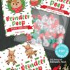 Introducing the Mrs. Claus Bakery Christmas Treat Bag Topper & Tag, featuring a charming reindeer design. The text "Reindeer Poop" is playfully displayed along with festive greetings. Each set comes with candy in clear bags, and for added convenience, an editable PDF is available for personalization.