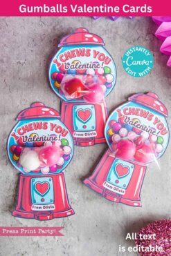 Valentine's Day cards shaped like gumball machines feature 
