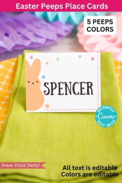 The Peeps Easter Gift Tag featuring a yellow bunny design with the name 
