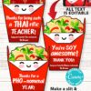 The Asian Restaurant Appreciation Gift Card Holder features three illustrated takeout boxes with smiling faces and punny teacher messages like "Thanks for being such a THAI-rific teacher!" Editable, with envelopes, and space for a gift card.