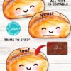 Three cute, illustrated Asian restaurant appreciation gift card holders with editable text and space for a note, each shaped like smiling bread loaves and displayed next to a Porto’s Bakery gift card.