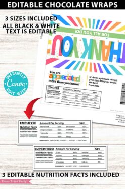 The Thank You Chocolate Bar Wrap - Gold Bar features editable designs with