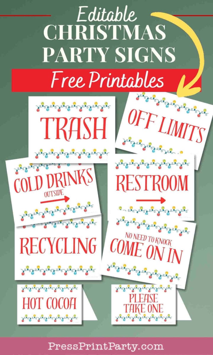 Free printable christmas signs for parties pin12 free printable christmas signs for a stress-free party