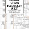 The 2026 Calendar Set & Habit Tracker features monthly pages with watercolor floral designs, a yearly overview, and task trackers. This printable PDF fits A5 journals or binders for easy organization.
