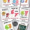 Funny 6 7 Valentine Cards: Set of nine colorful Christian cards with cute numbers, playful math and friendship phrases like "You're the 6 to my 7," decorated with hearts and music notes—perfect for sharing faith-filled fun.