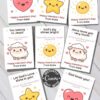 Christian Valentine Cards: Eight adorable cards with stars, suns, hearts, and ballerinas—each with Bible verses on God’s love, cheerful faces, and sweet messages. All text can be edited.