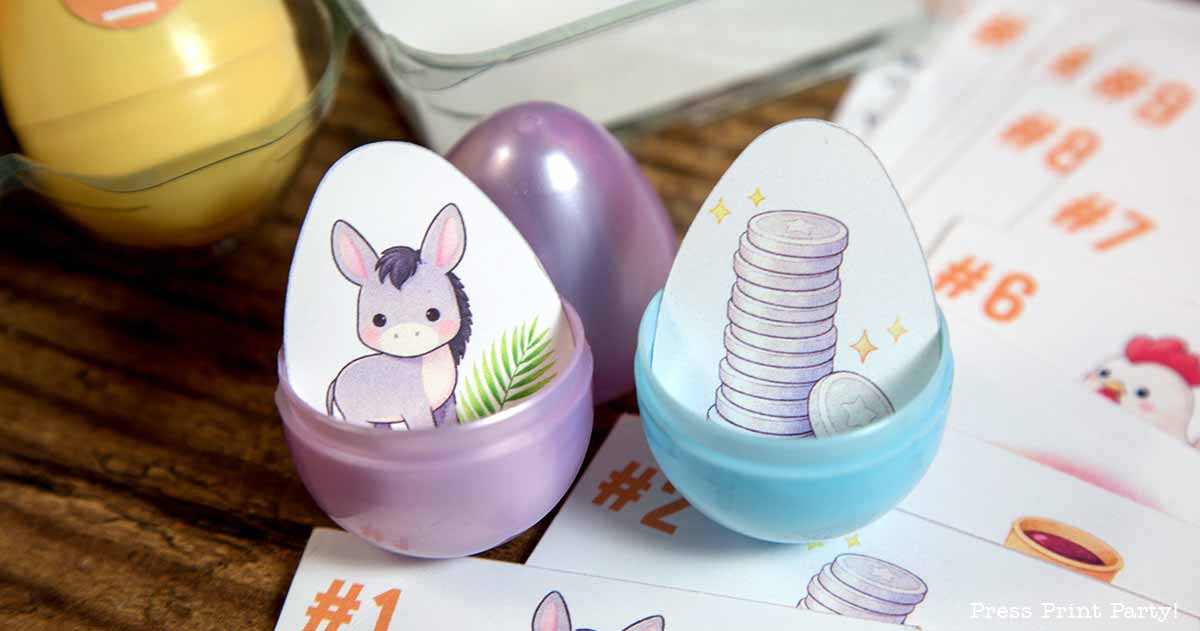Resurrection Eggs printable set with egg-shaped story cards and coordinating Easter story cards for families