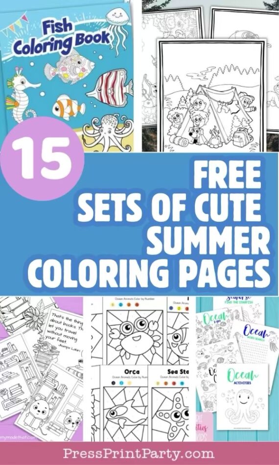 15 Cute Sets of FREE Summer Coloring Pages for Kids