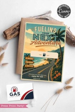 The Gas Gift Card Holder Printable - Mountain features a scenic coastal road design with