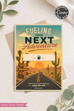 The Gas Gift Card Holder Printable - Mountain showcases a mountain landscape with