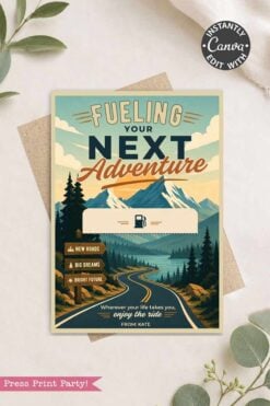 The Gas Gift Card Holder Printable - Mountain features a mountain and road design,