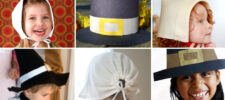 Collage of 6 pilgrim hat templates - Press Print Party!