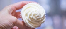 Cupcake frosted with white Swiss meringue buttercream frosting - Press Print Party!