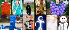 last minute halloween diy costumes for kids - led stick man, flailing arm man, skeleton, stick figures, lamb, jellyfish, owl, ghost.