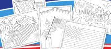 10 free coloring pages of the American flag for kids printables - bald eagle, flags, lincoln, bunting, patriotic cat - Press Print Party