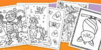 10 halloween coloring pages free printable book for kids - Halloween coloring sheets - mummy, cat on pumkin, candy, bat, vampire - Press Print Party!