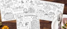 3 Thanksgiving Coloring Placemats Free Printable for kids activity letter size 85x11 legal size 85x14 and tabloid size 11x17 Press Print Party